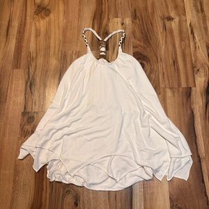 Sky Boho Flowy Tank Top XS Cream Braided Straps Open Back Festival Y2K